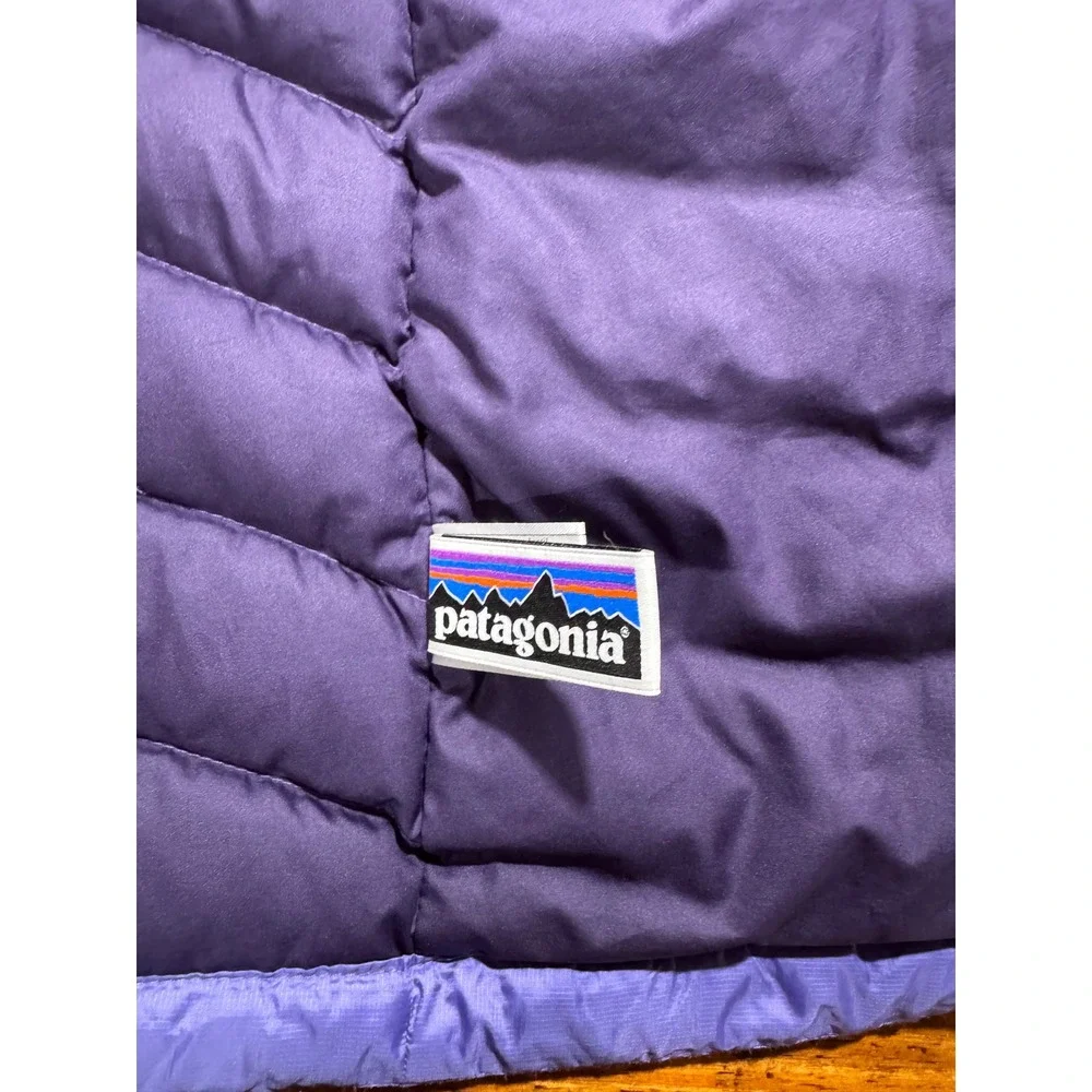 Patagonia Down Sweater Vest Girls Large Purple Quilted Puffer Full Zip 68226FA14